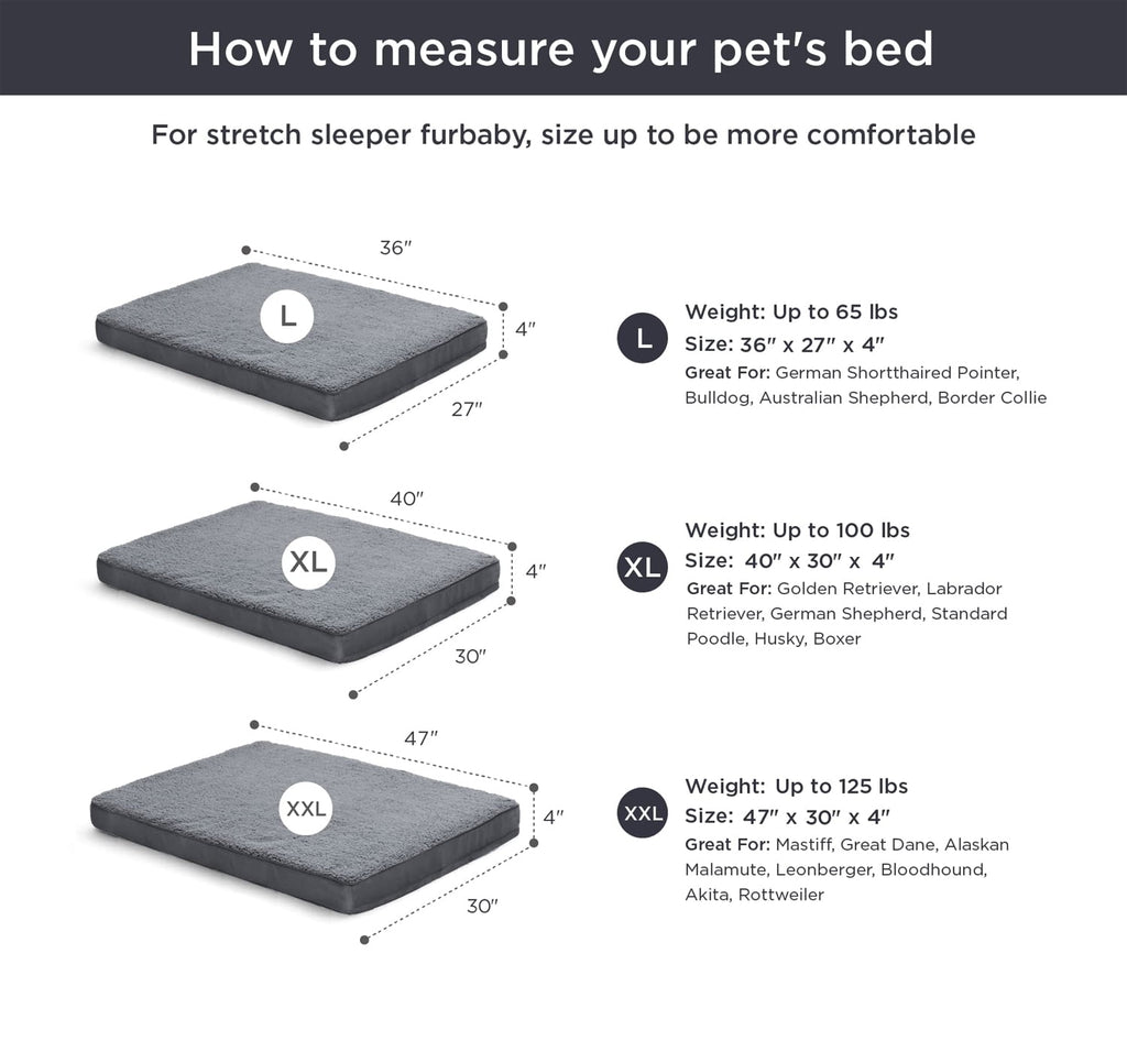 Large Dog Bed with Orthopedic Memory Foam Mattress Edition Pet Bed for Dogs & Cats, Jumbo, 40"x30", Up to 90lbs, Waterproof Liner & Washable Cover