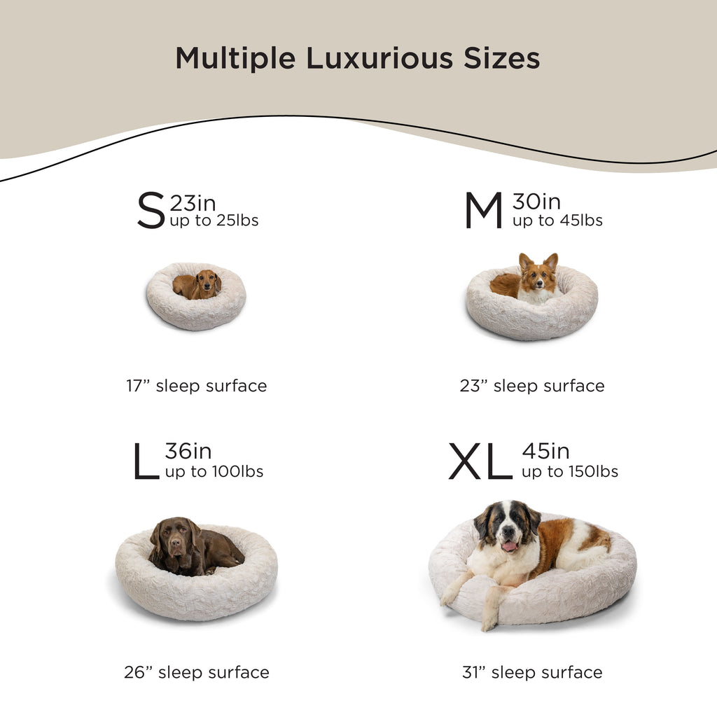 Best Friends by Sheri The Original Calming Donut Dog and Cat Bed in Lux Fur Oyster, Large 36x36"