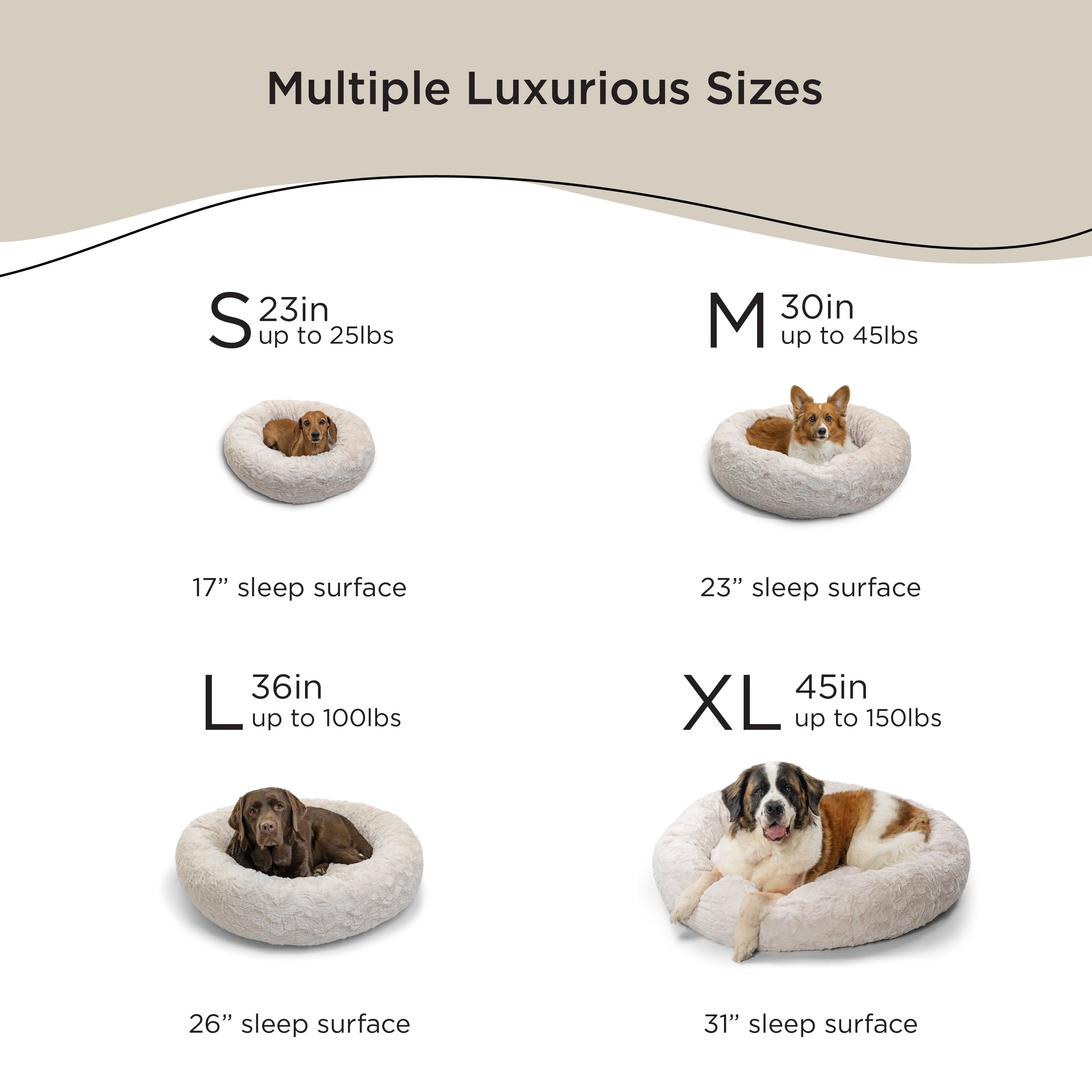 Best Friends by Sheri The Original Calming Donut Dog and Cat Bed in Lux Fur Oyster, Large 36x36"