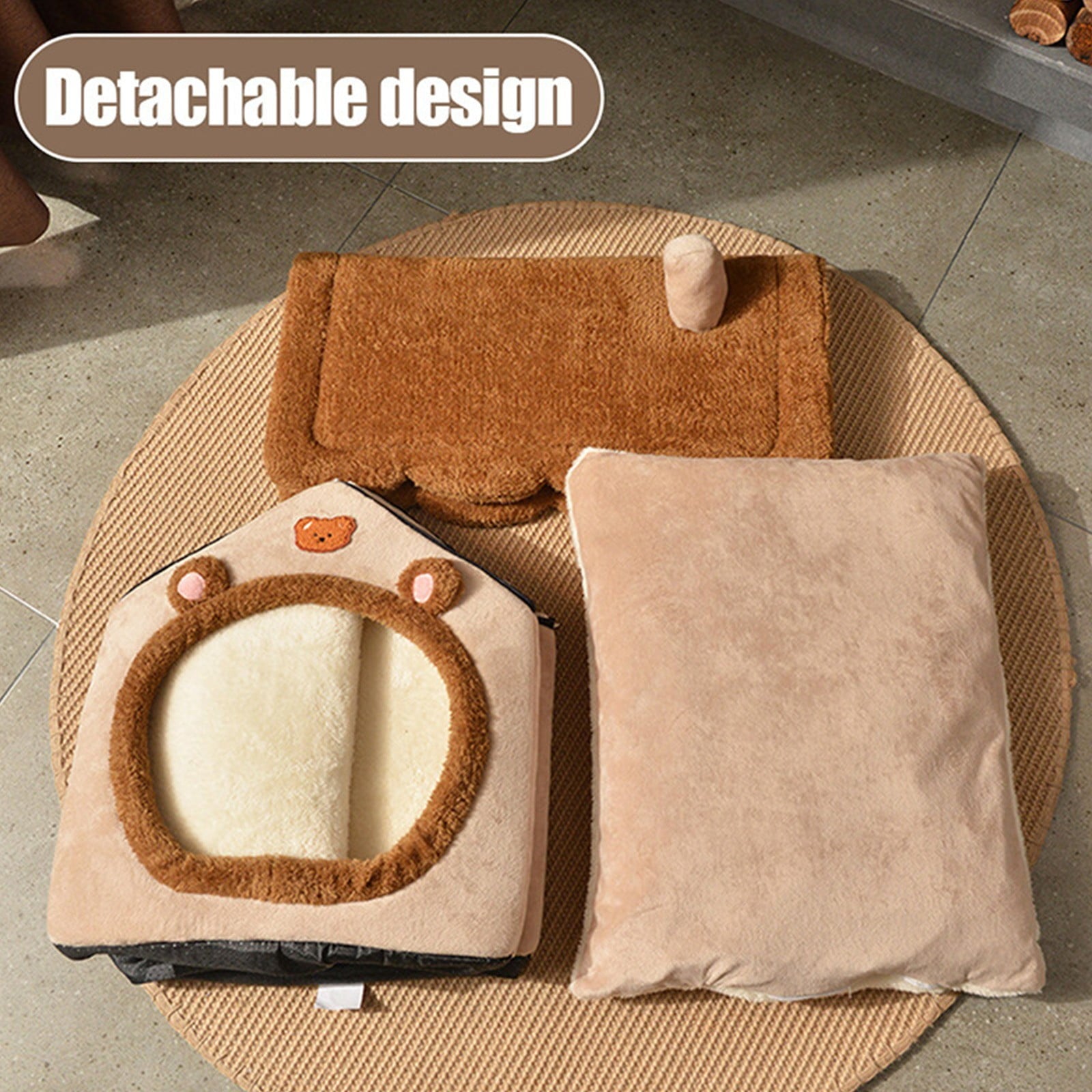 Egmy Dog House, Indoor Foldable Soft Kennel Bed, Warm Cats House Puppy Cave with Cushion, for Small Medium Large Dogs Cats