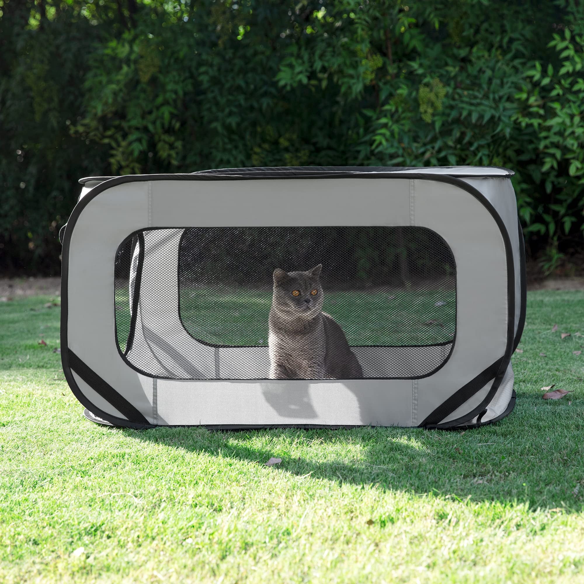 Emlimny 36 inch Portable Large Dog Bed - Pop Up Dog Kennel, Indoor Outdoor Crate for Pets, Portable Car Seat Kennel, Cat Bed Collection, Grey