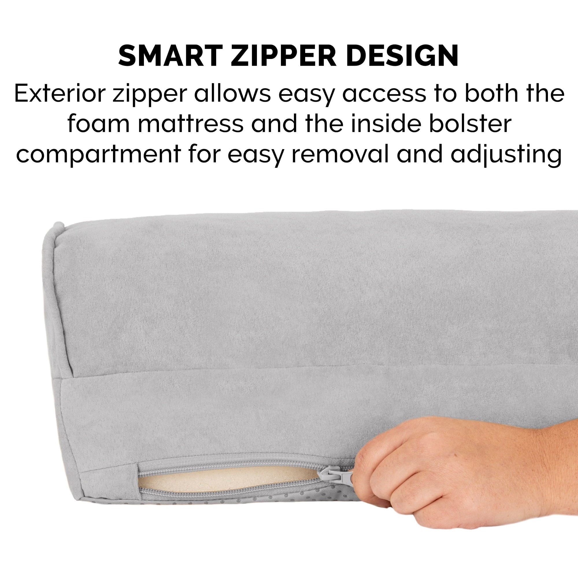 FurHaven Pet Products Jumbo Embossed Faux Fur & Suede Orthopedic Deluxe L-Chaise Dog Bed, Gray