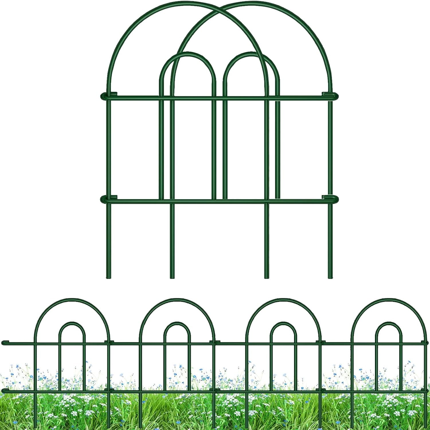AMAGABELI Garden & Home Decorative Garden Fence Border 35panels 18inchl x 50ft Animal Barrier Fence Border Black Thicken Metal Wire Fencing Rustproof Landscape Patio Flower Bed Edge Section
