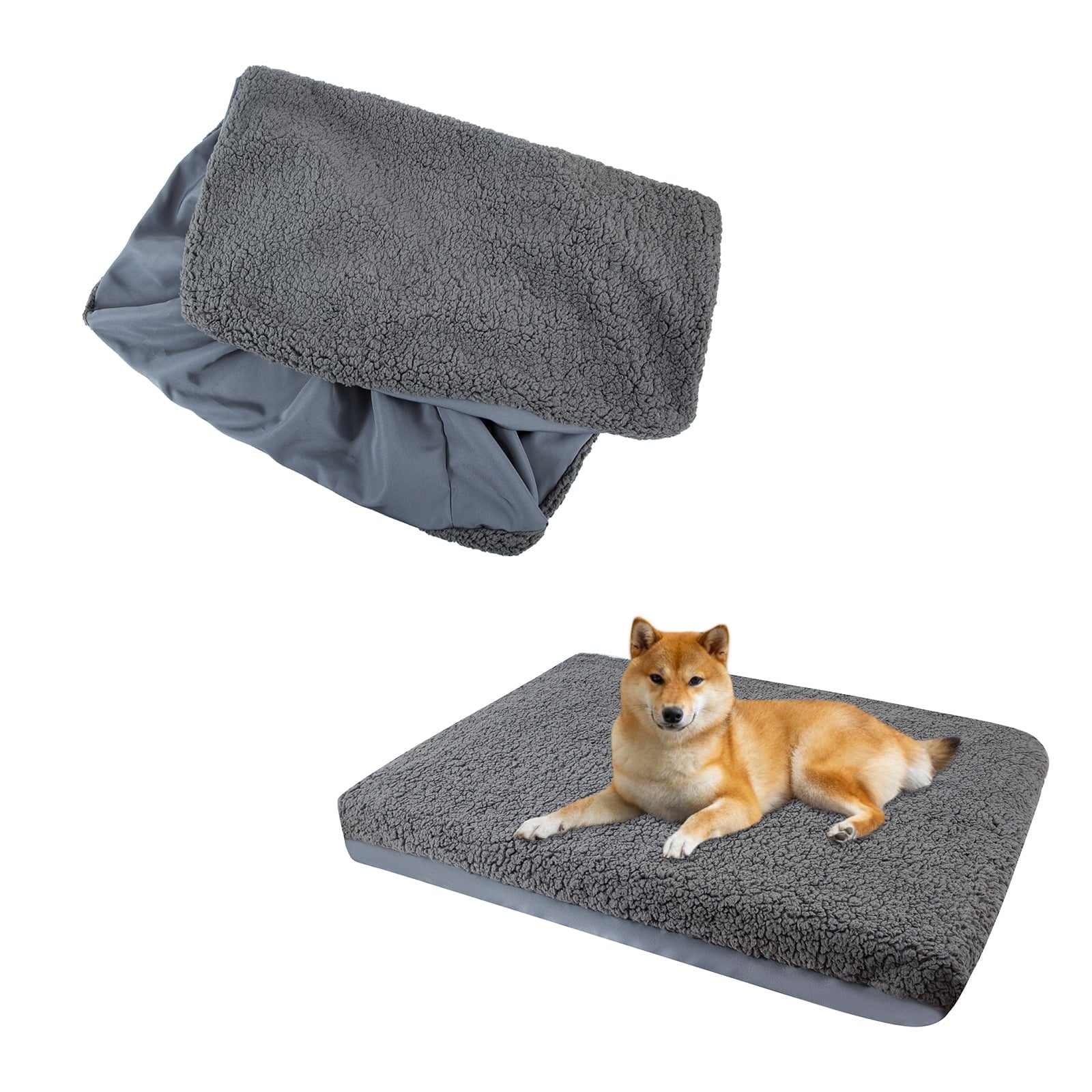 AMQTSLM Dog Bed Cover, Soft Plush Dog Bed Covers Replacement Washable, Waterproof & Removable Pet Bed External Cover, 36 x 27 inches, Cover Only