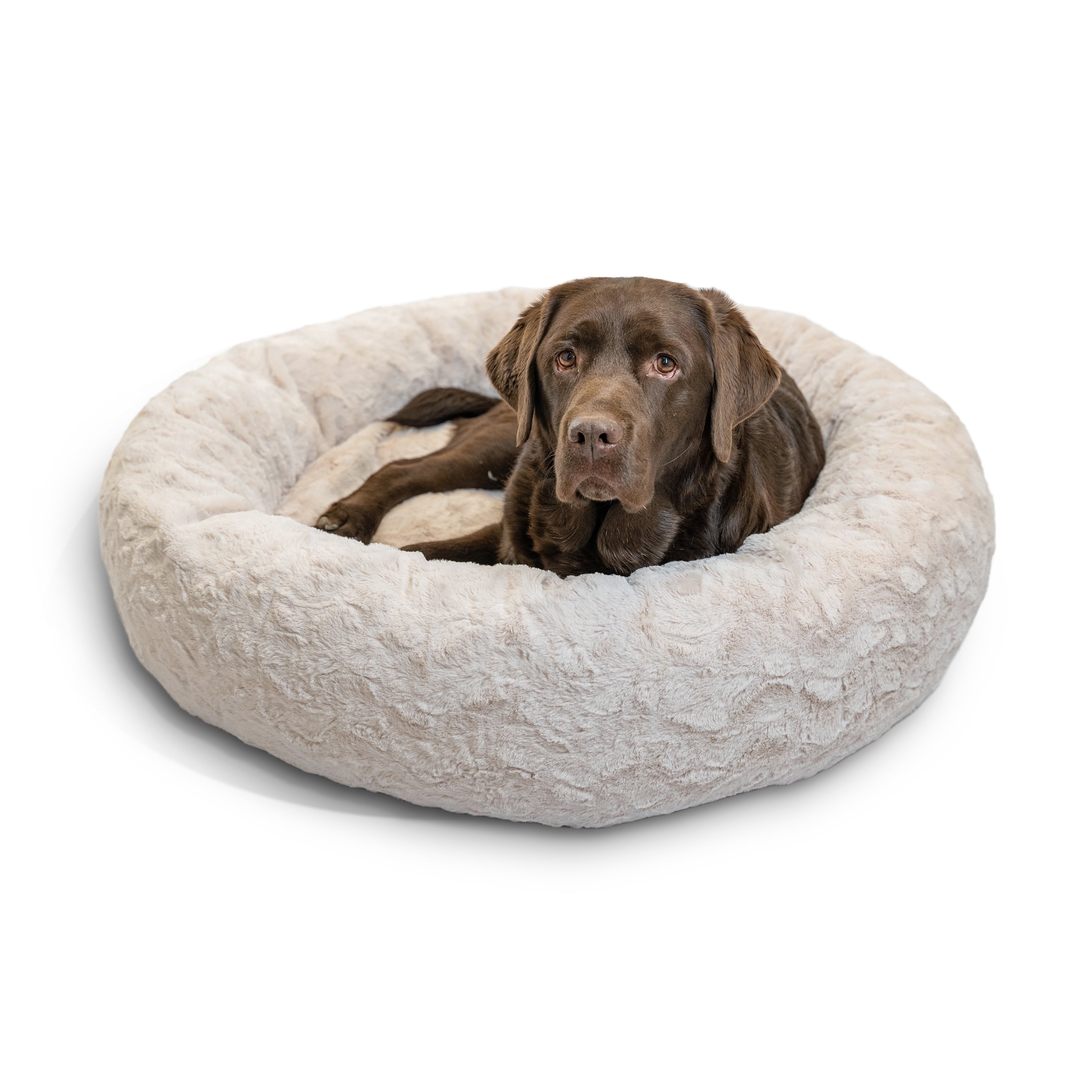 Best Friends by Sheri The Original Calming Donut Dog and Cat Bed in Lux Fur Oyster, Large 36x36"