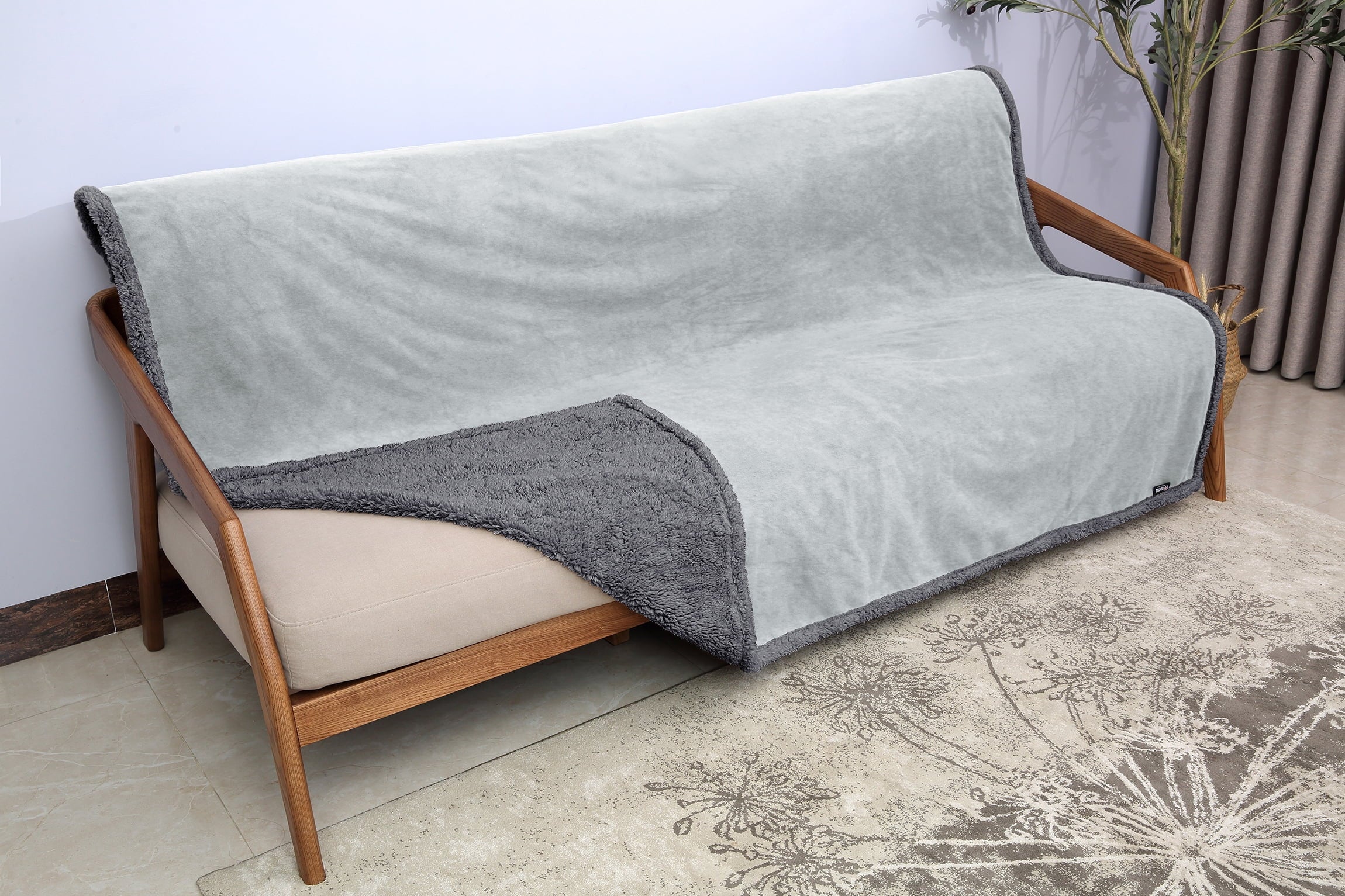 Catalonia Waterproof Fleece Blanket, Reversible Sherpa Throw Blanket, Premium Furniture Protector Plush Blanket, 80” x 60”