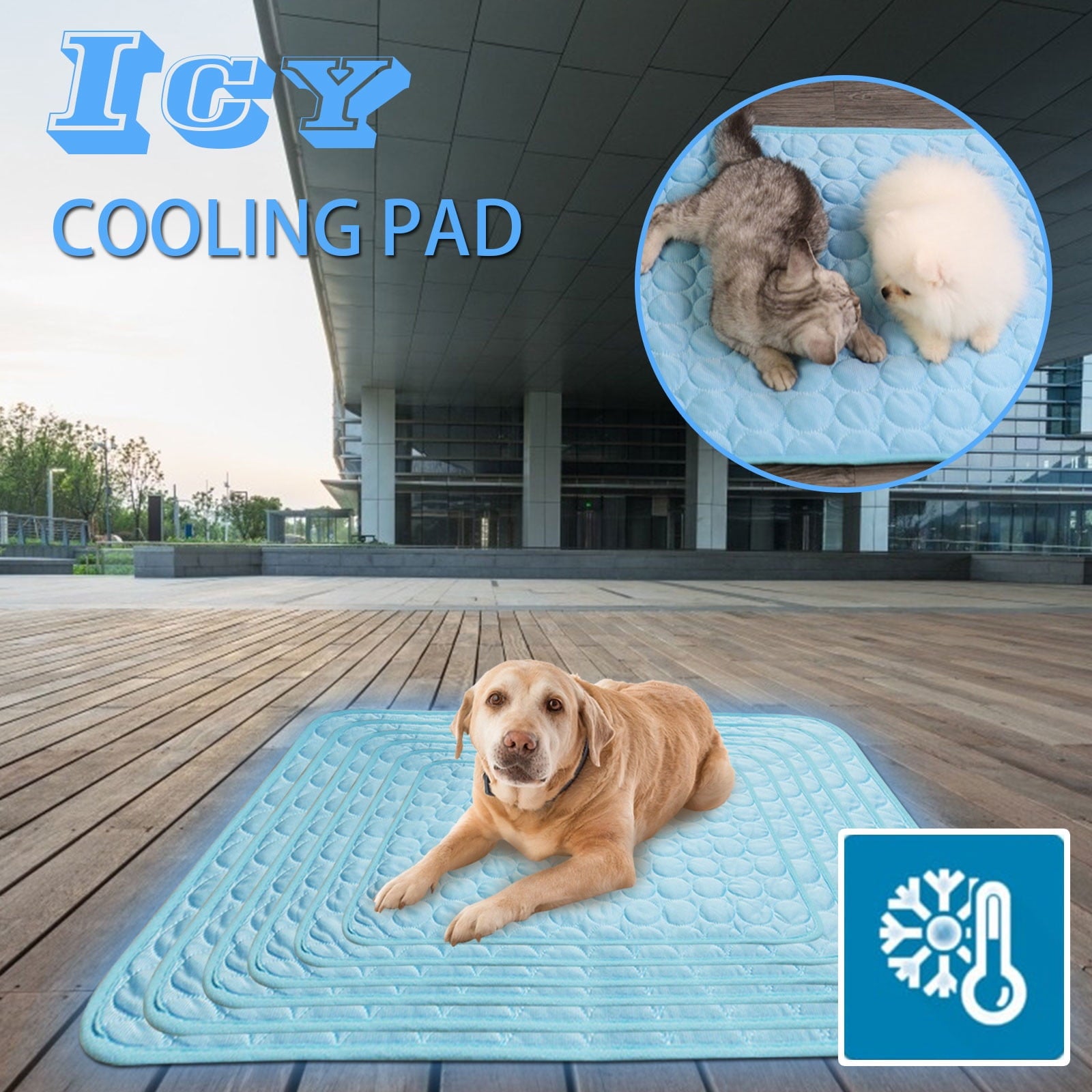 Cooling Pad for Dog, Summer Pet Ice Mat Dog Mat Ice Silk Mat Cool Mat Pet Supplies, Pet Dog Self Cooling Pad(C,Blue, 19.7x24.4in)