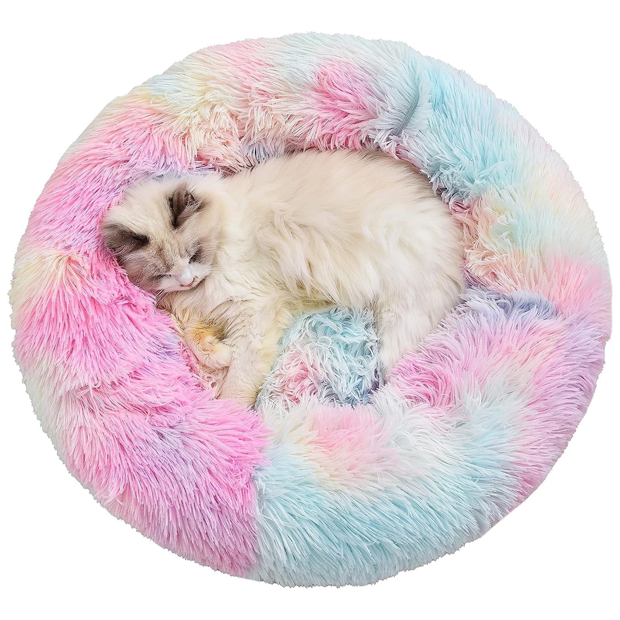 Donut Dog Bed - Anti-Anxiety, Self Warming, Cozy Soft Plush, Machine Washable Round Pet Bed, Ideal for Home & Travel, 20"x 8"， Dark Grey