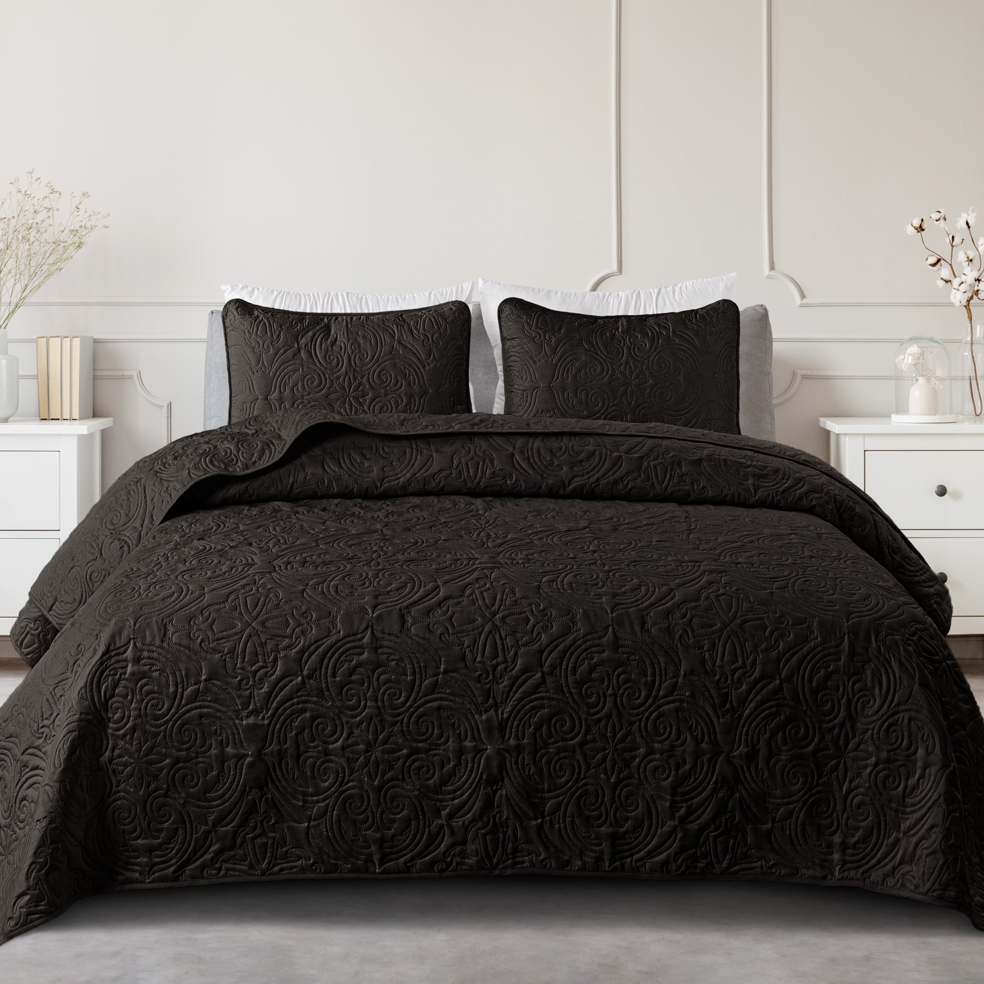 Exclusivo Mezcla Queen Quilt Bedding Set, Lightweight Vintage Queen Size Quilts with Pillow Shams, Soft Bedspreads Coverlets for All Seasons (96"x90", Brich Beige)