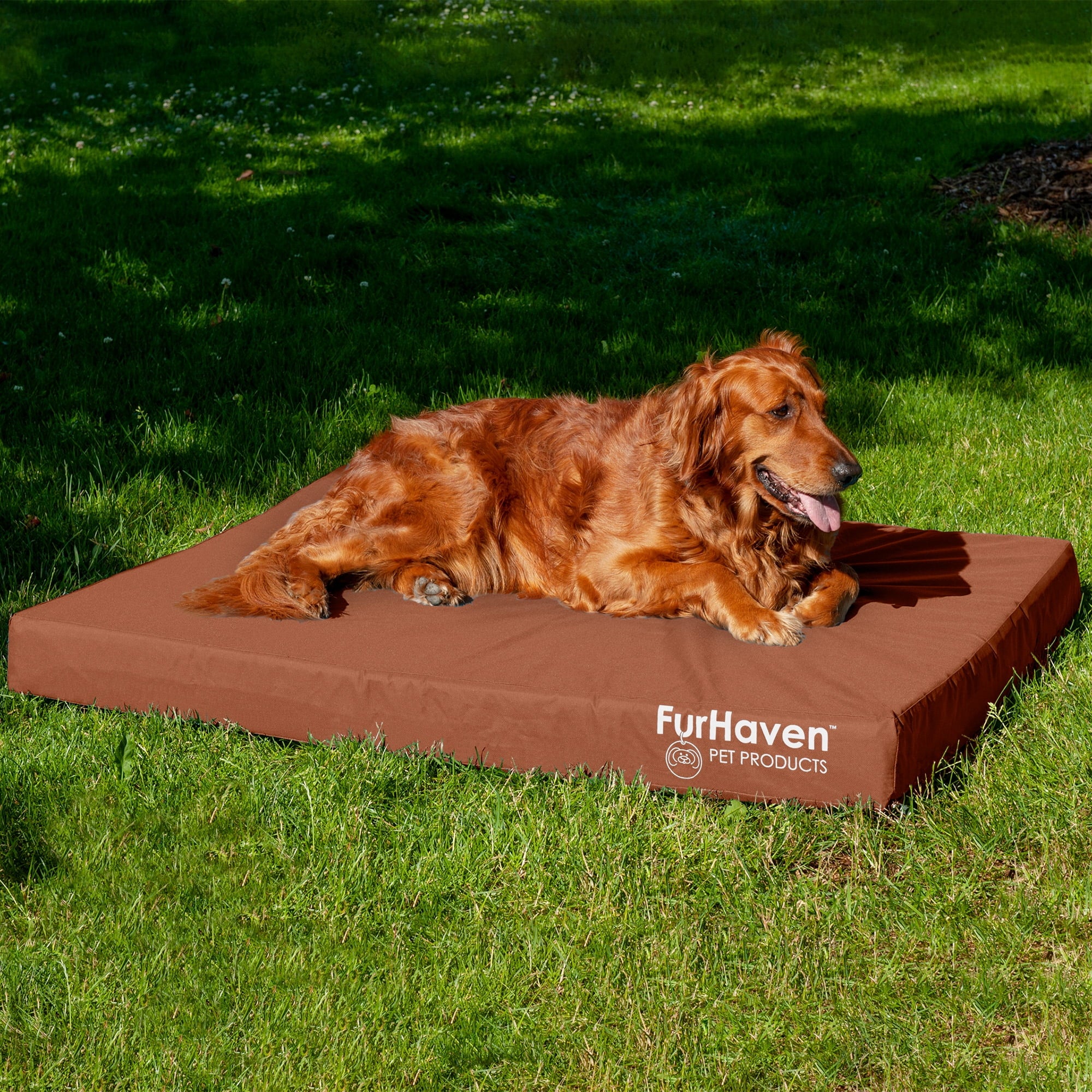 FurHaven Pet Products Indoor/Outdoor Oxford Orthopedic Deluxe Mattress Pet Bed for Dogs & Cats - Deep Lagoon, Medium