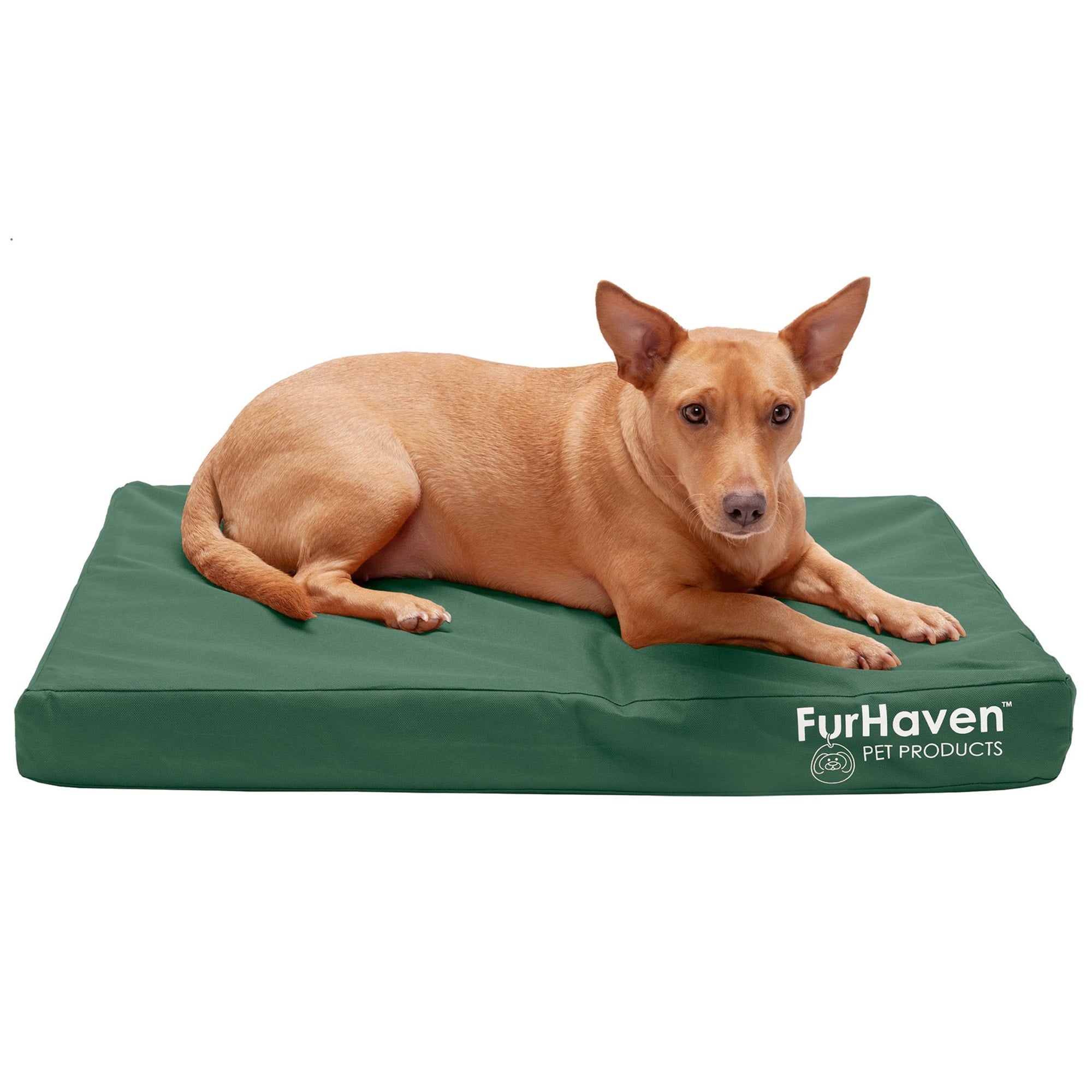 FurHaven Pet Products Indoor/Outdoor Oxford Orthopedic Deluxe Mattress Pet Bed for Dogs & Cats - Deep Lagoon, Medium