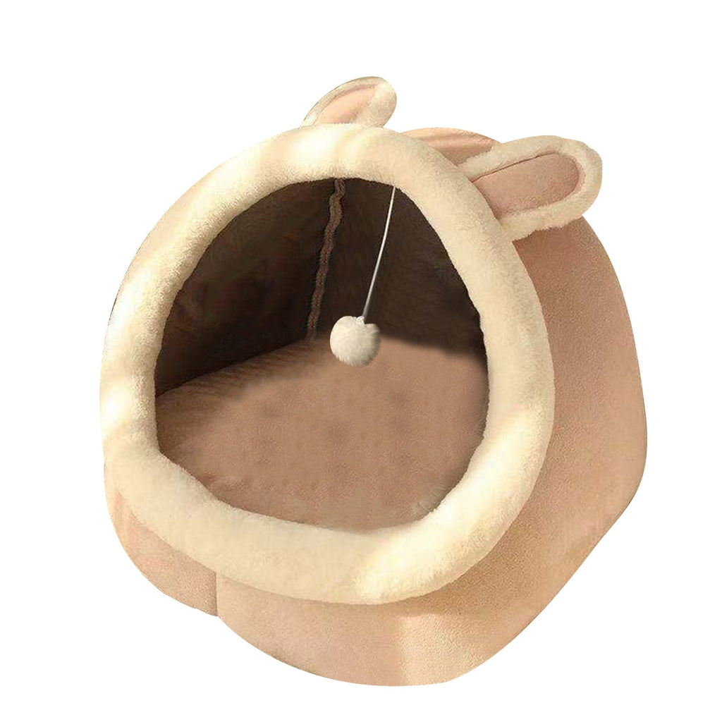LSLJS Cat Bed, Pet Beds for Cats Cute Cat House with Ears Cozy Cat Cave Beds for Indoor Cats Winter Warm Pet Bed Washable Cat Sleeping Cushion Cotton Pet Sofa On Clearance (15 x 14 x 13 Inch Pink)