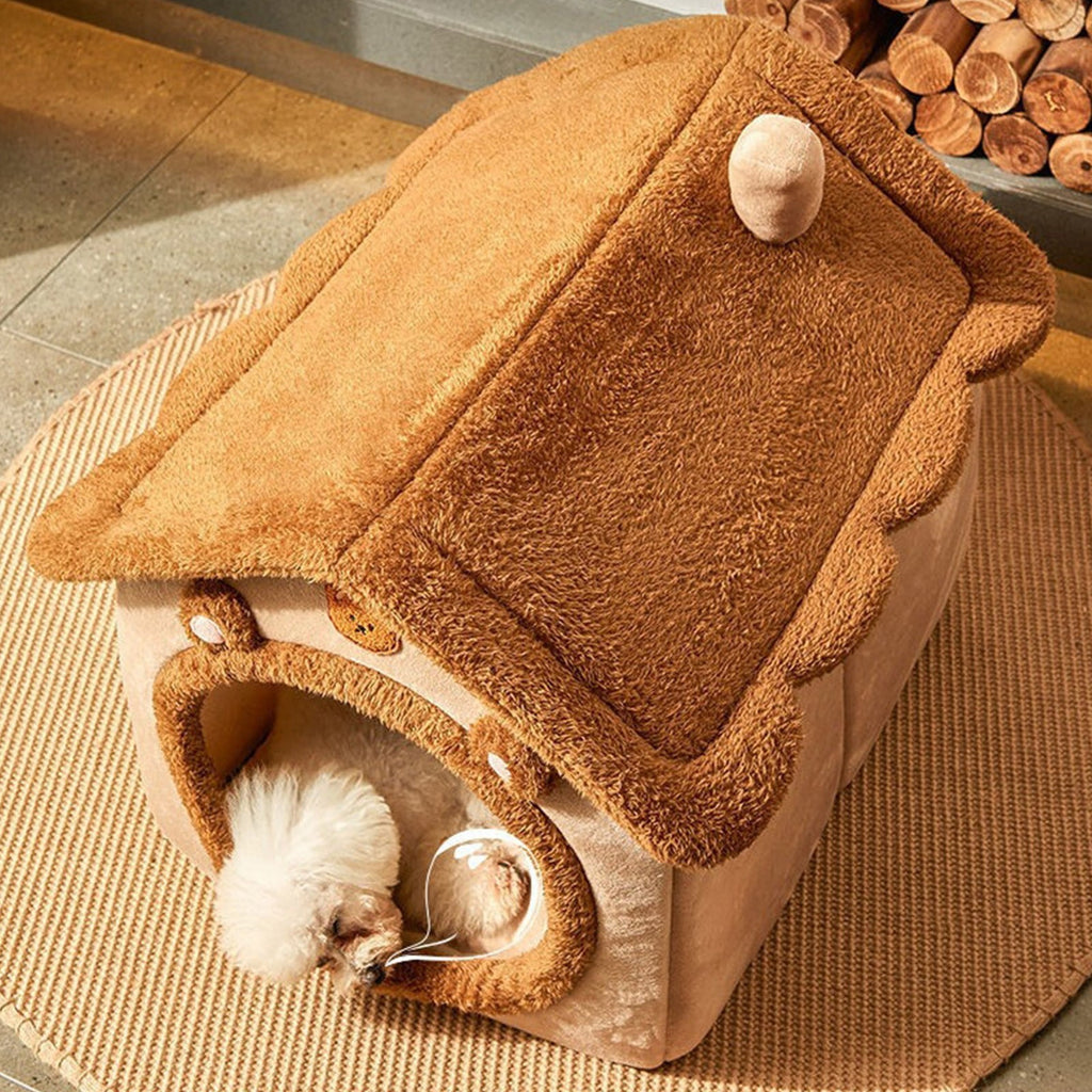Egmy Dog House, Indoor Foldable Soft Kennel Bed, Warm Cats House Puppy Cave with Cushion, for Small Medium Large Dogs Cats