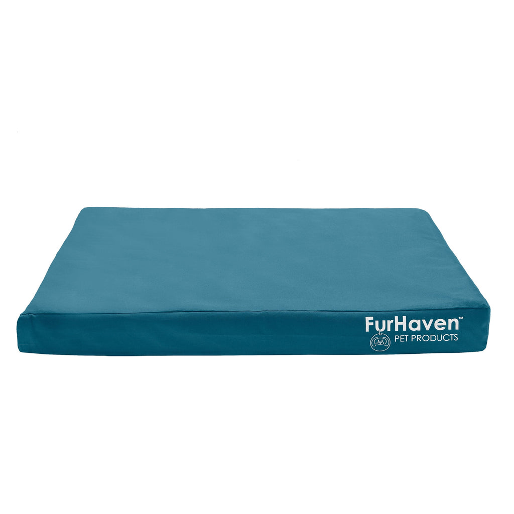FurHaven Pet Products Indoor/Outdoor Oxford Orthopedic Deluxe Mattress Pet Bed for Dogs & Cats - Deep Lagoon, Medium