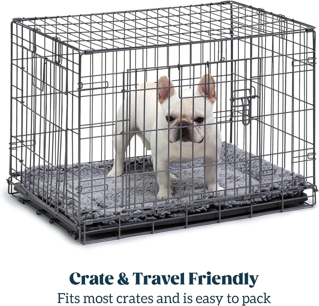 PELZIN Stoutwool Indestructible Dog Bed - Fluffy Chew Proof Dog Crate Pad - Tough Kennel Pad for Aggressive Chewers - Washable, Ideal for Large Breeds & Fits 36-Inch Crate - 35"x22", Charcoal