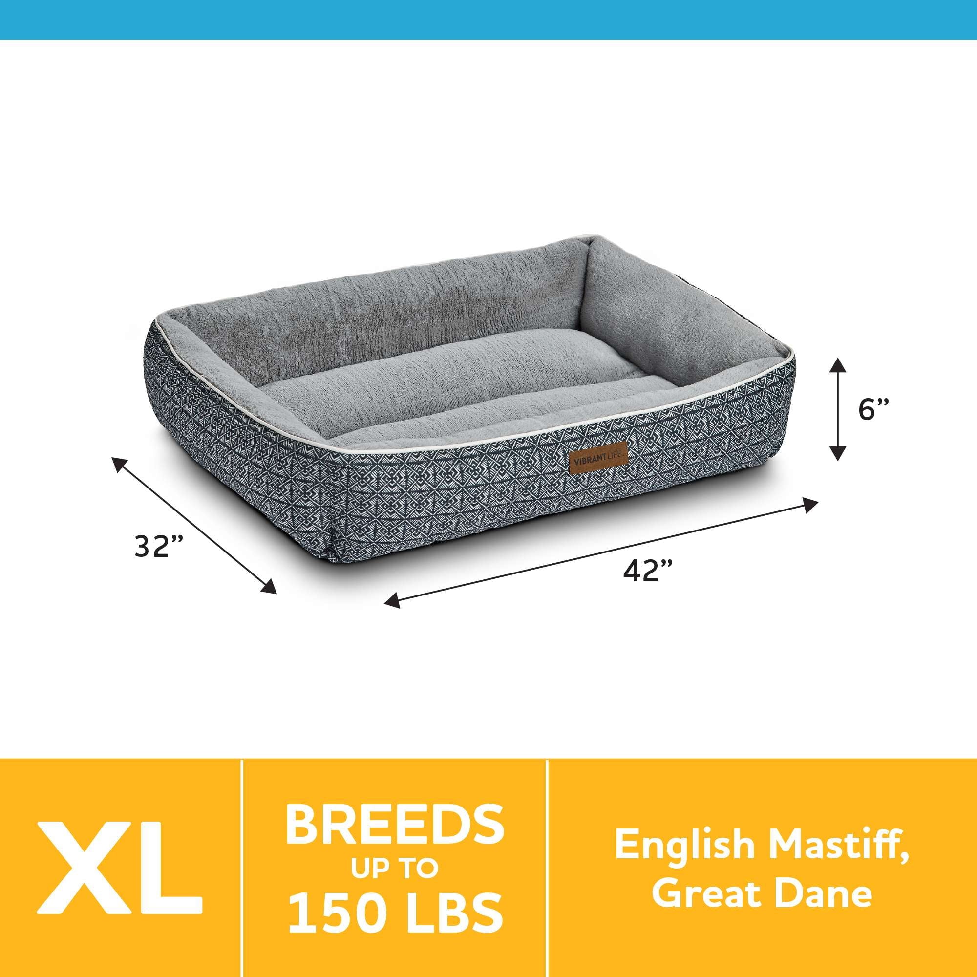 (2 pack) Vibrant Life Lounger Dog Bed, Black, Machine Washable, Plush, Extra Large, 42" x 32"