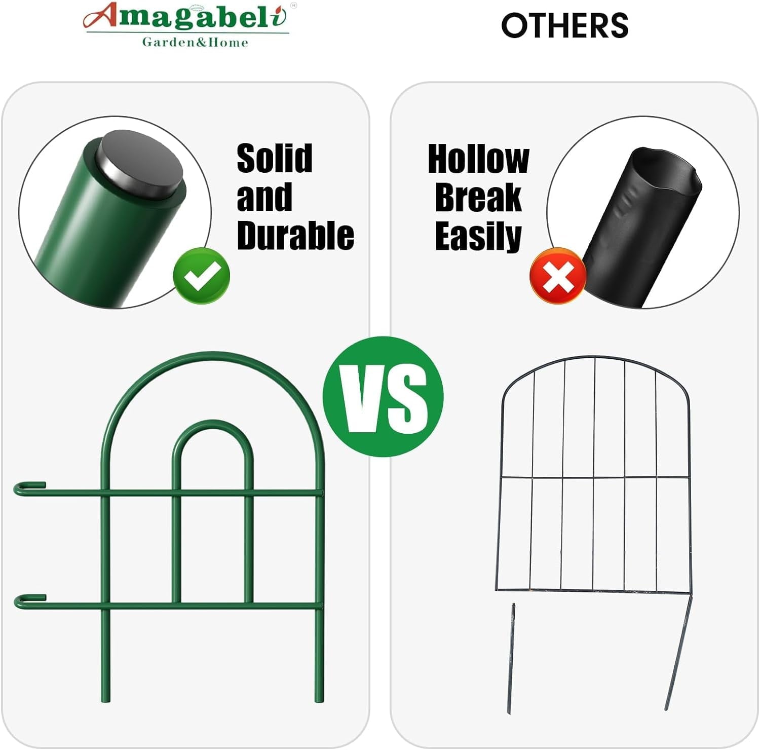 AMAGABELI Garden & Home Decorative Garden Fence Border 35panels 18inchl x 50ft Animal Barrier Fence Border Black Thicken Metal Wire Fencing Rustproof Landscape Patio Flower Bed Edge Section