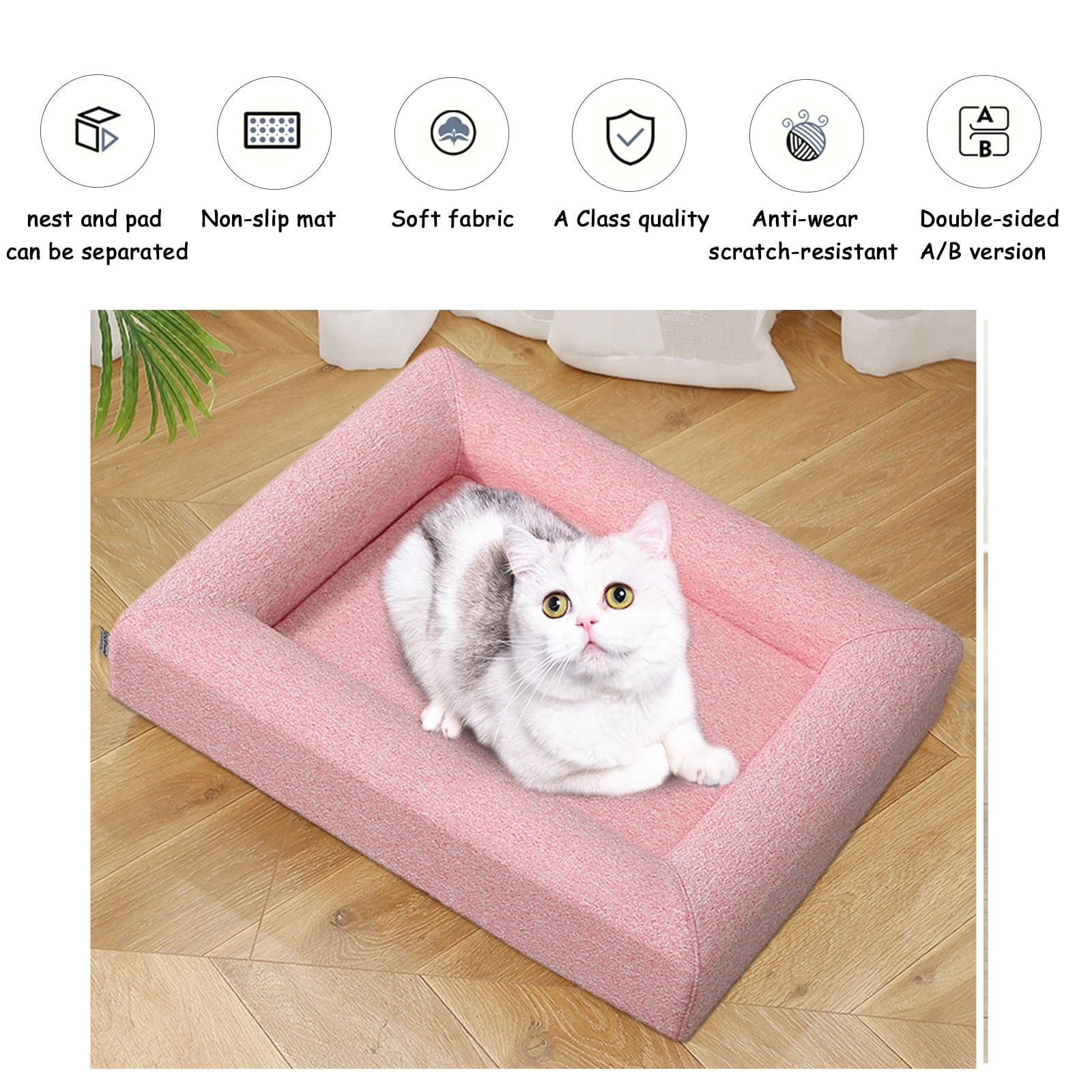 IKUSO Small Dog Bed,Memory Foam Dog & Cat Bed,Washable Double-Sided Dog Mat & Non-Slip Waterproof Bottom,Warm & Indestructible Puppy Bed