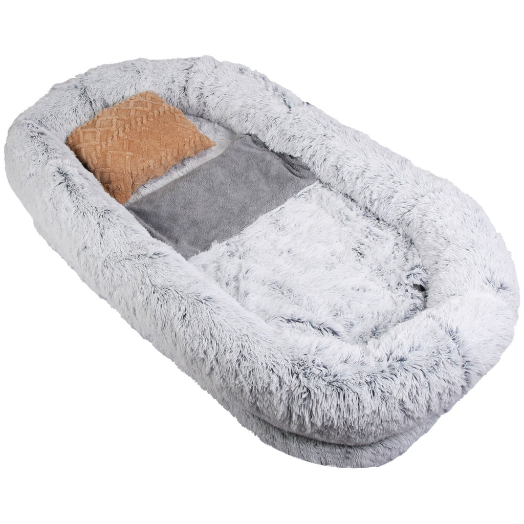 Moclever Human Size Dog Bed Washable Bean Bag Bed for Adults Kids Pets 72.83x47.24x11.81in, Gray