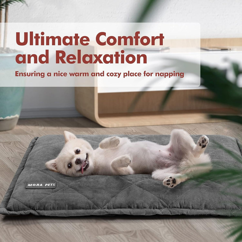 Mora Pets Self Warming Cat Bed with Washable Cover Smooth Self Heating Pet Pad with Non Slip Bottom Dog Crate Mats for Medium Large dogs, Gray, 36inch