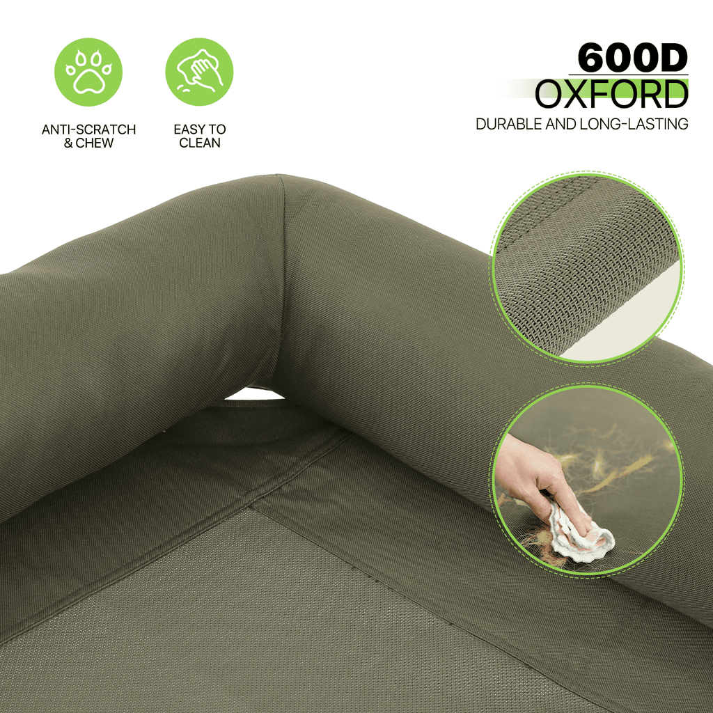 Magshion Cooling Elevated Dog Bed with Pillows, 35.5" Portable Washable Raised Dog Cot with No-Slip Rubber Feet for Indoor & Outdoor Use, Small, Dark Green