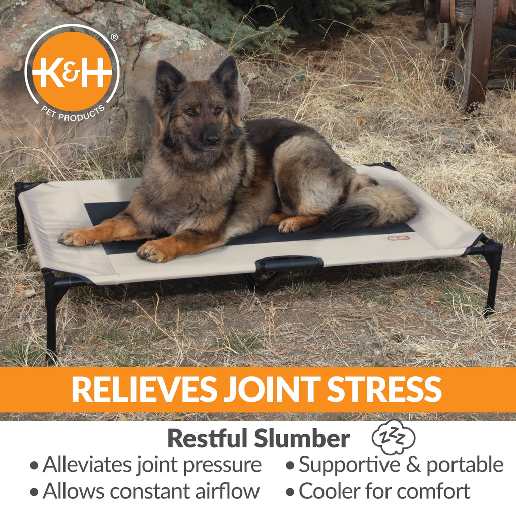 K&H Pet Products Original Pet Cot Elevated Dog Bed Taupe/Black Mesh X-Large 50 X 32 X 9 Inches