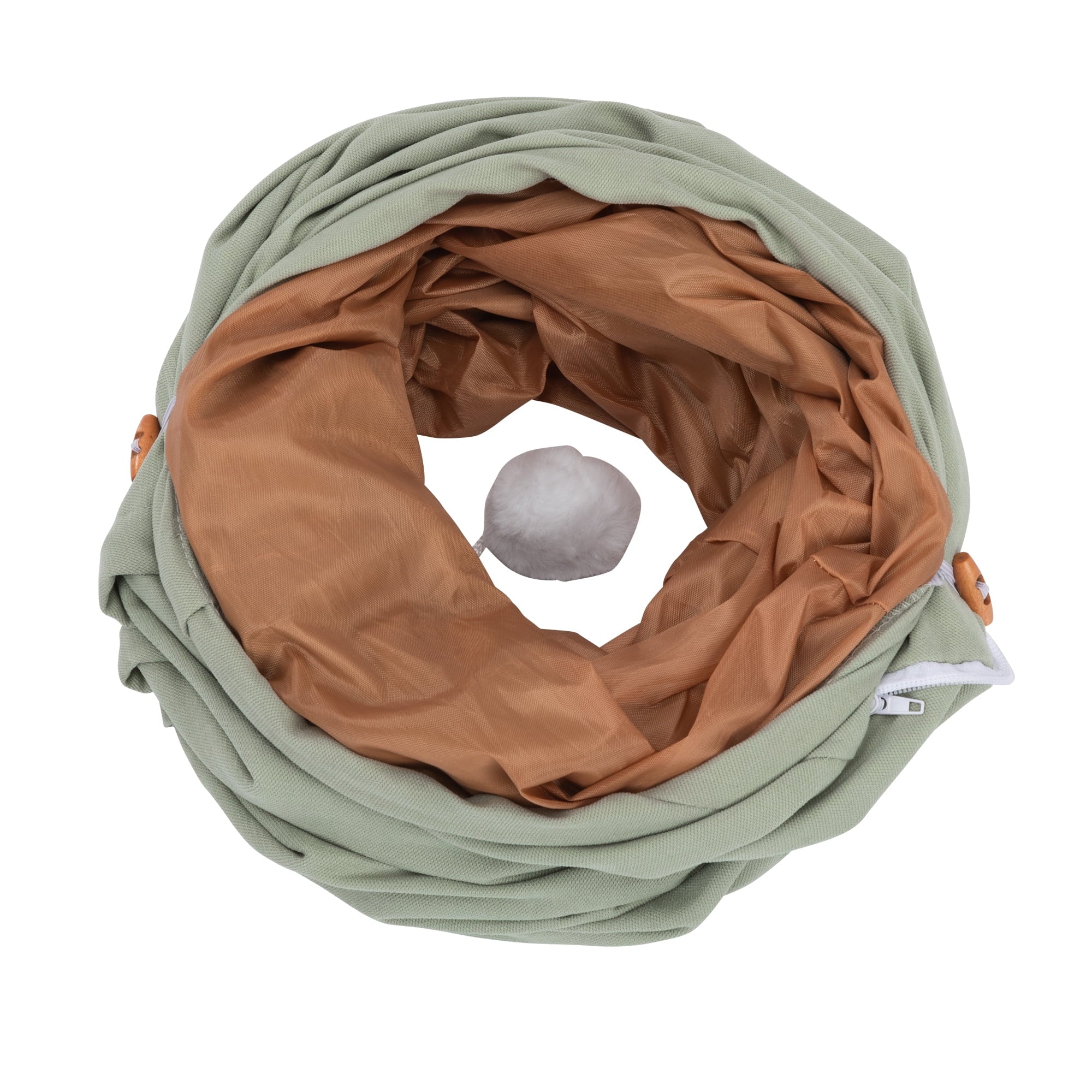 Coziwow 2-in-1 Cat Tunnel Tube Cat Tunnel Bed W/ Washable Bed Collapsible Kitty Toy, Green